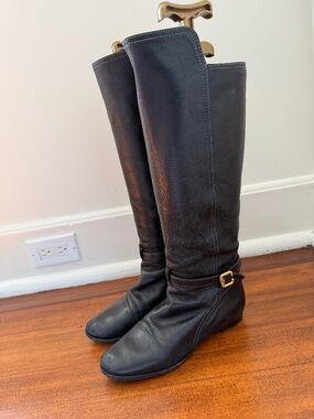 Vintage 2000’s Tall Chloe Black Leather ‘Alabama’ Riding Boots Size 38.5